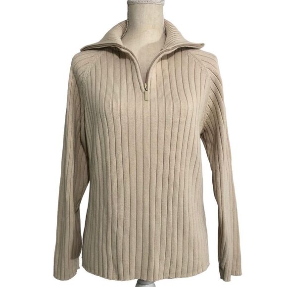 Carolyn Taylor Essentials Ribbed Zip Collar Sweater 1/4 Zip Size Large - Picture 1 of 10